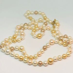 Vintage Cookie Lee Multi Colored Glass Pearl Necklace